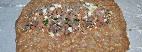 рулет из куриного фарша с печенью. Шаг 4