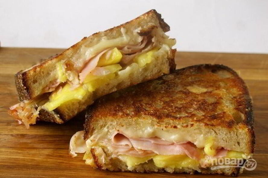 Рецепт сэндвича с ветчиной и ананасами