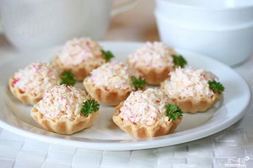 Рецепт начинки для тарталеток с крабовыми палочками