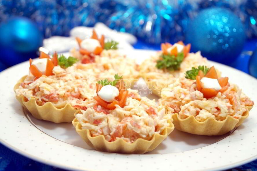 Рецепт тарталеток с крабовым салатом