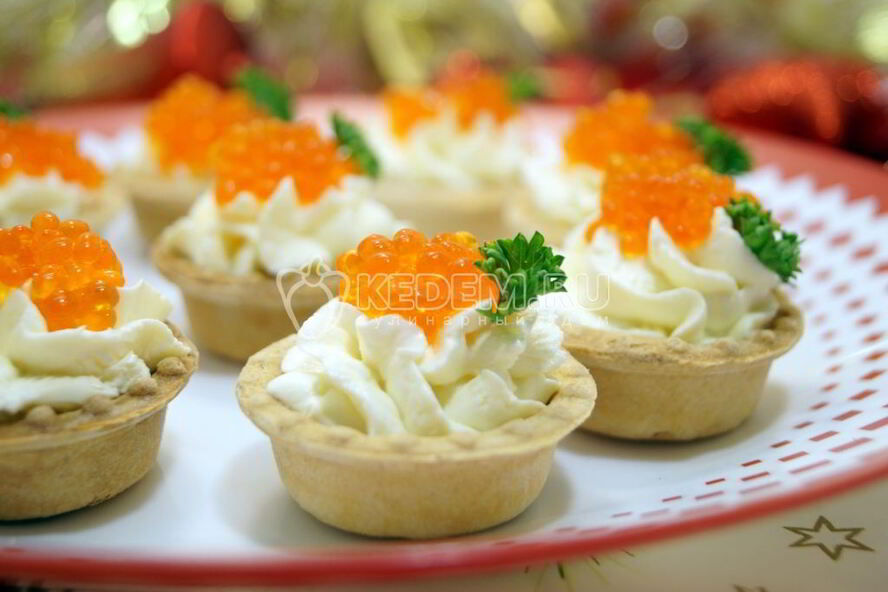 Рецепт тарталеток с красной икрой