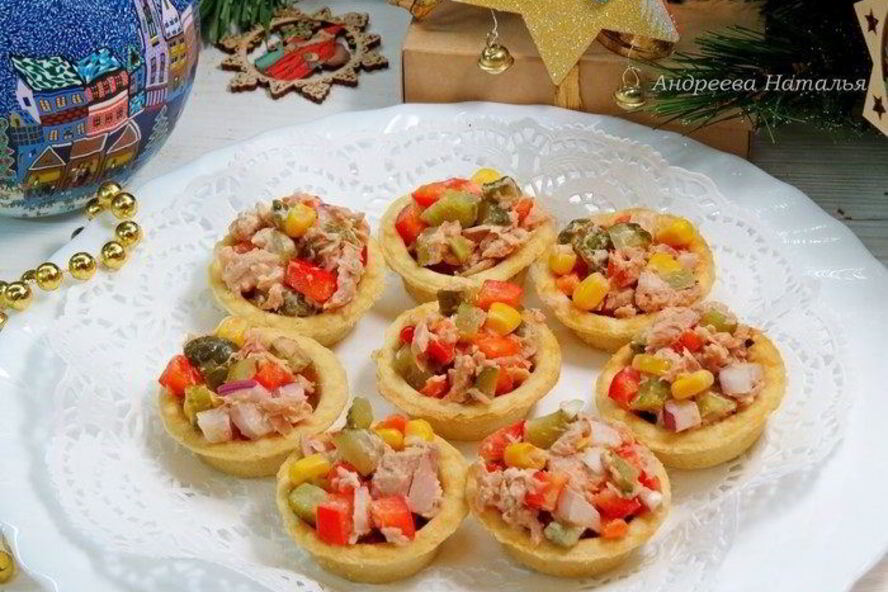 Рецепт тарталеток с салатом из тунца