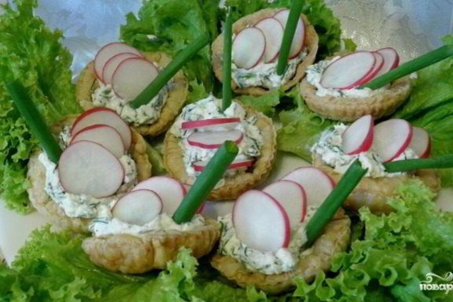 Рецепт тарталеток с творогом и зеленью