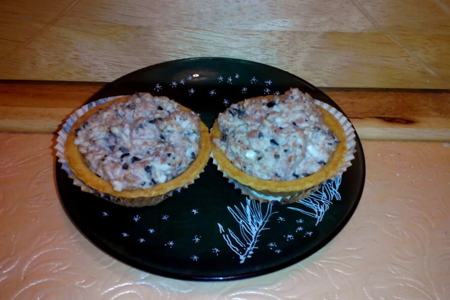 Рецепт тарталеток с ветчинно-сырной закуской