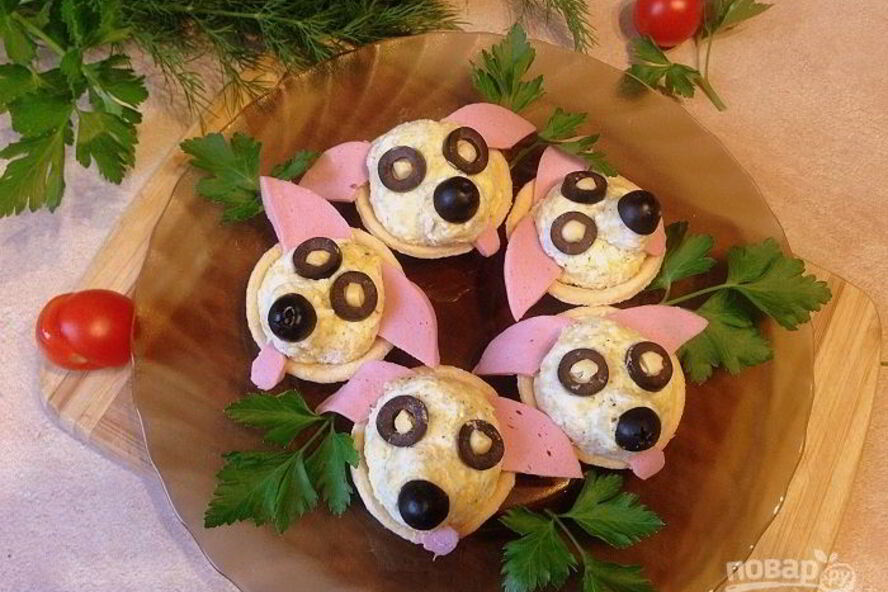 Рецепт закуски в тарталетках собачки