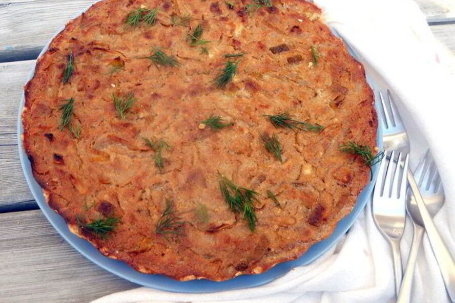 Рецепт тарта с карамелизованным луком и рикоттой