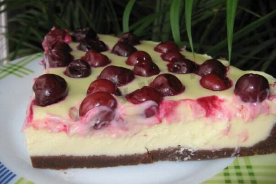 Рецепт тарта с творогом и вишней