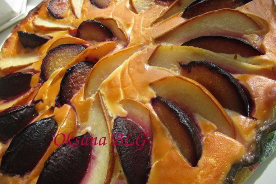 Рецепт тарта творог, фрукты, карамель