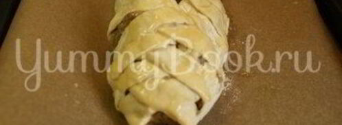 яичница с филе и грибами в слоеном тесте. Шаг 8