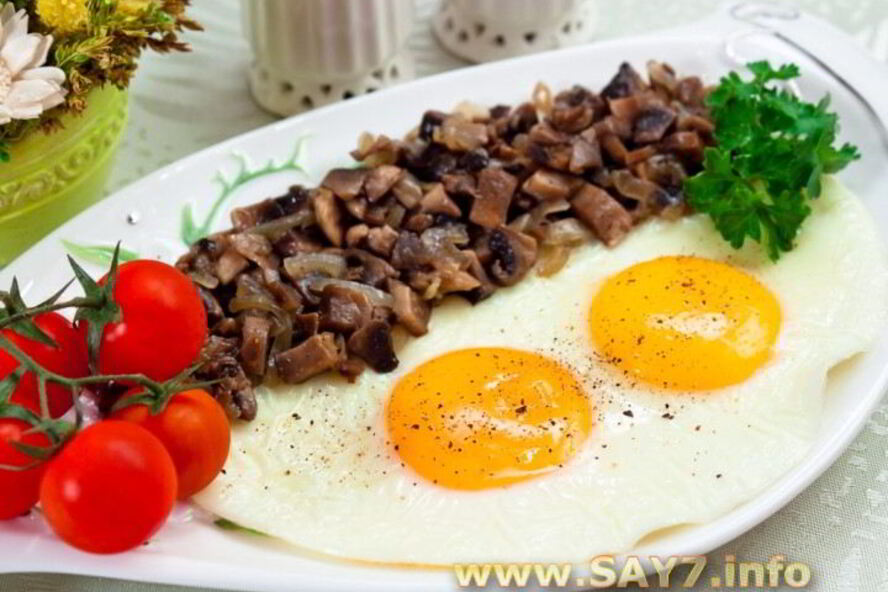 Рецепт яичницы с грибами