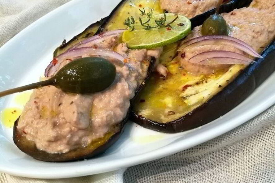 Рецепт закуски из баклажанов с тунцовым паштетом