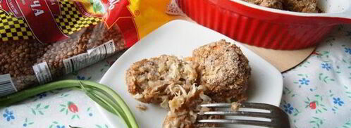 запеченные гречневые шарики с квашеной капустой. Шаг 6