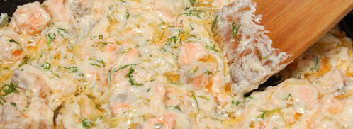 блинные мешочки с жюльеном из красной рыбы. Шаг 5