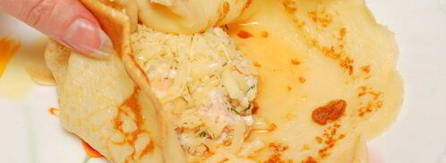 блинные мешочки с жюльеном из красной рыбы. Шаг 6